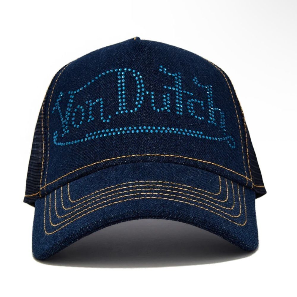 NWT Von Dutch rhinestone logo denim trucker hat Y2K